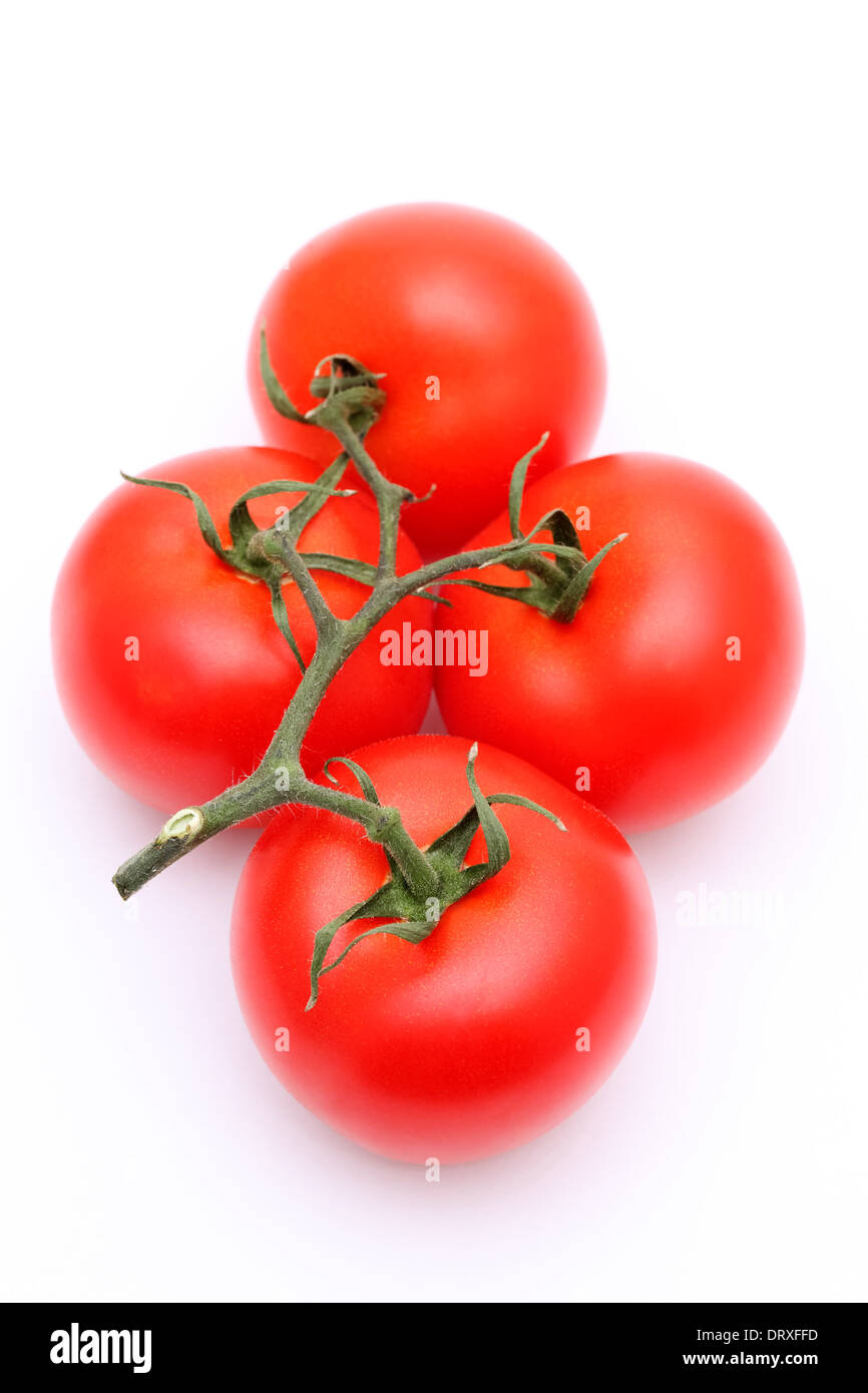 bunch of red tomatoes on white background Stock Photo - Alamy
