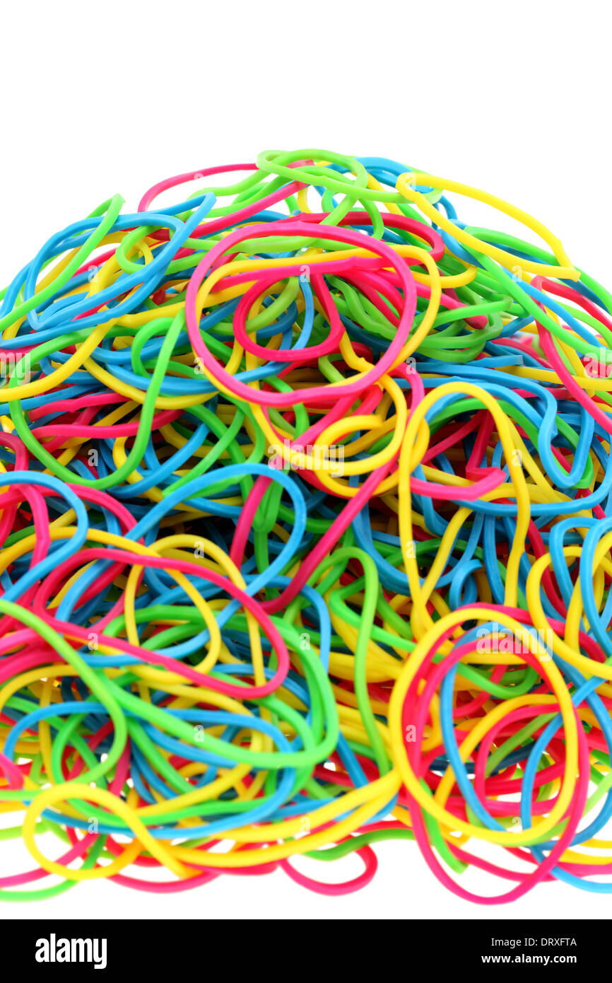 stack of colorful rubber bands Stock Photo