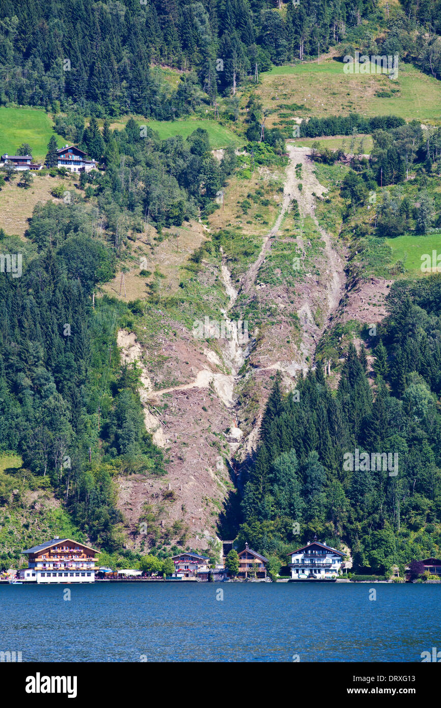 Mudslide in the austrian alps. Stock Photo
