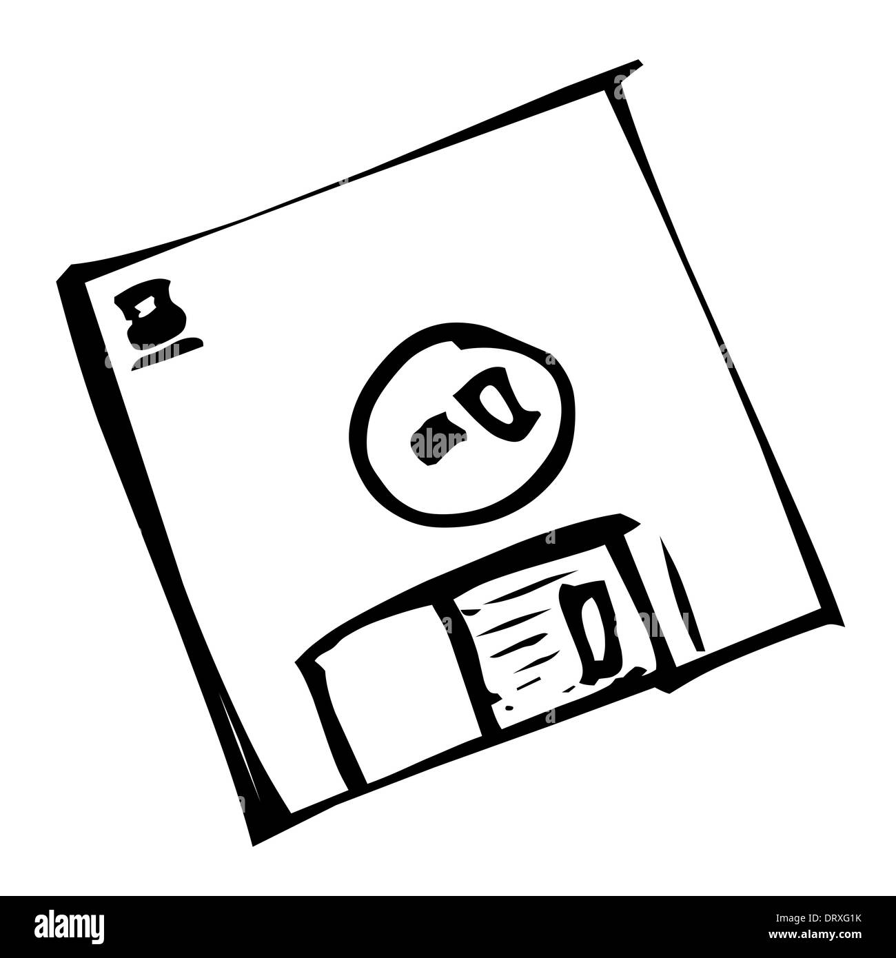 Illustration of a floppy disk on a white background. Stock Photo
