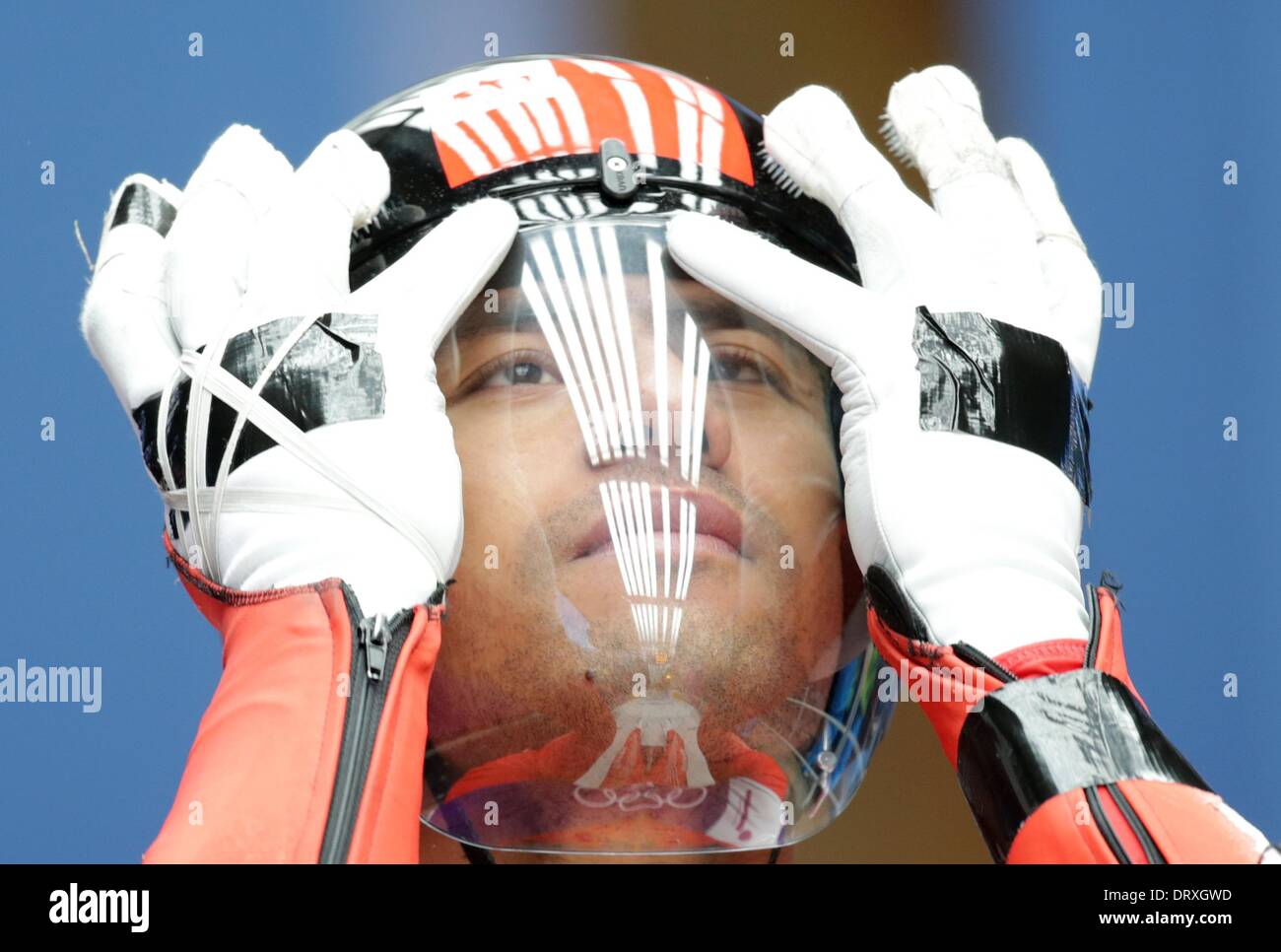 Bruno Banani of Tonga during a training session in Sliding Center Sanki