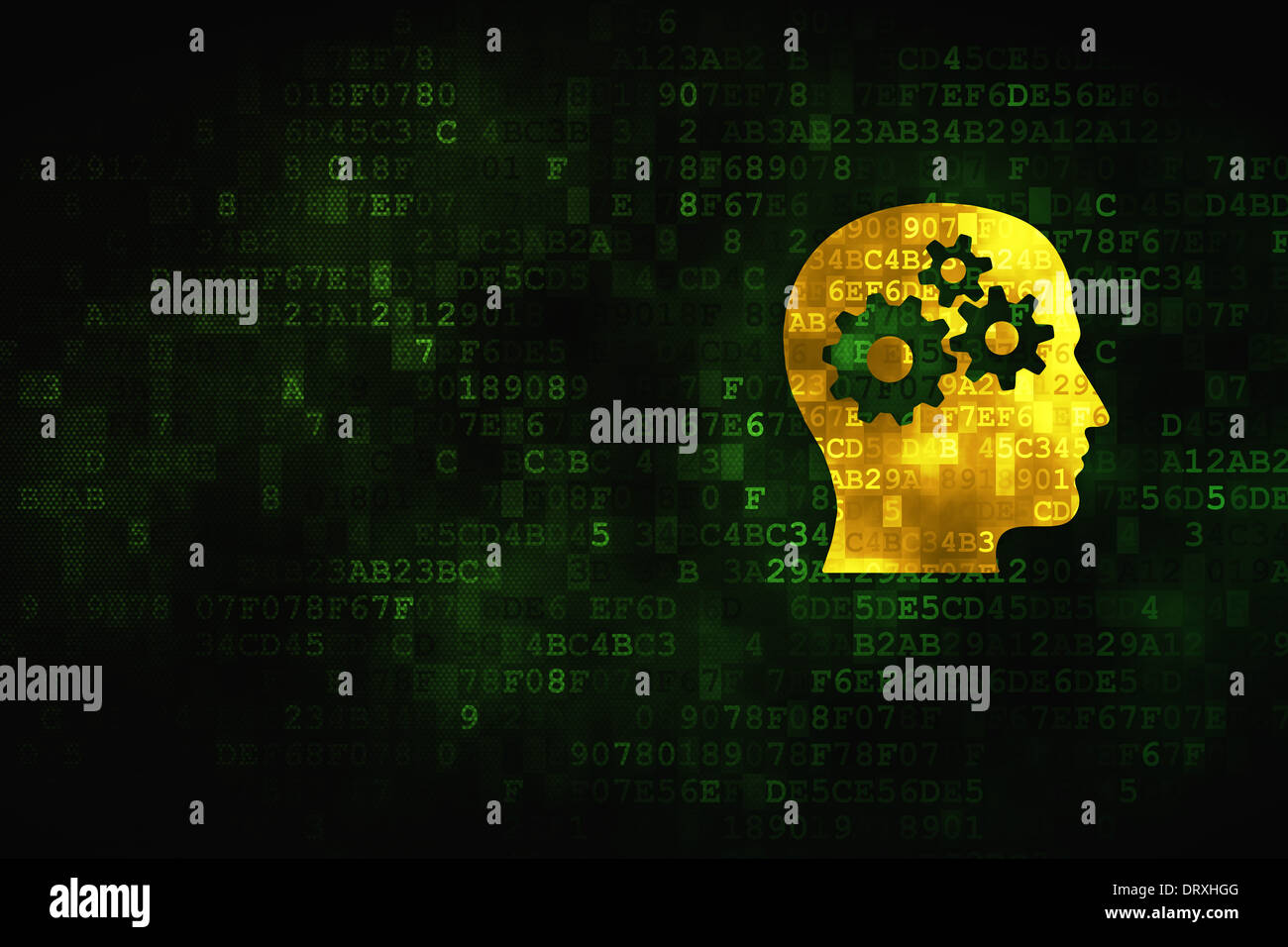 Data concept: Head With Gears on digital background Stock Photo - Alamy