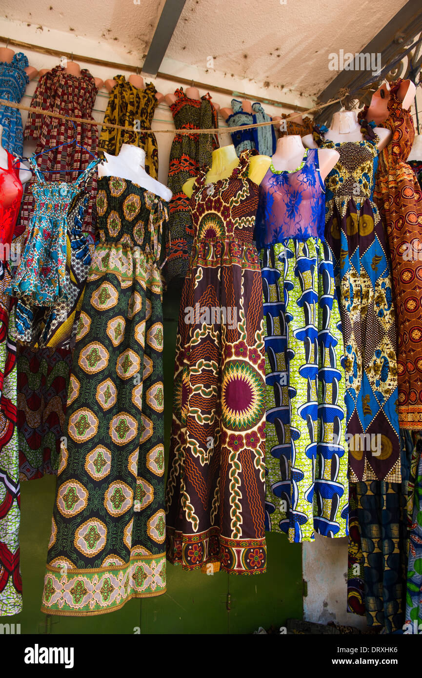 Dress store, Royal Albert Market, Banjul, the Gambia Stock Photo