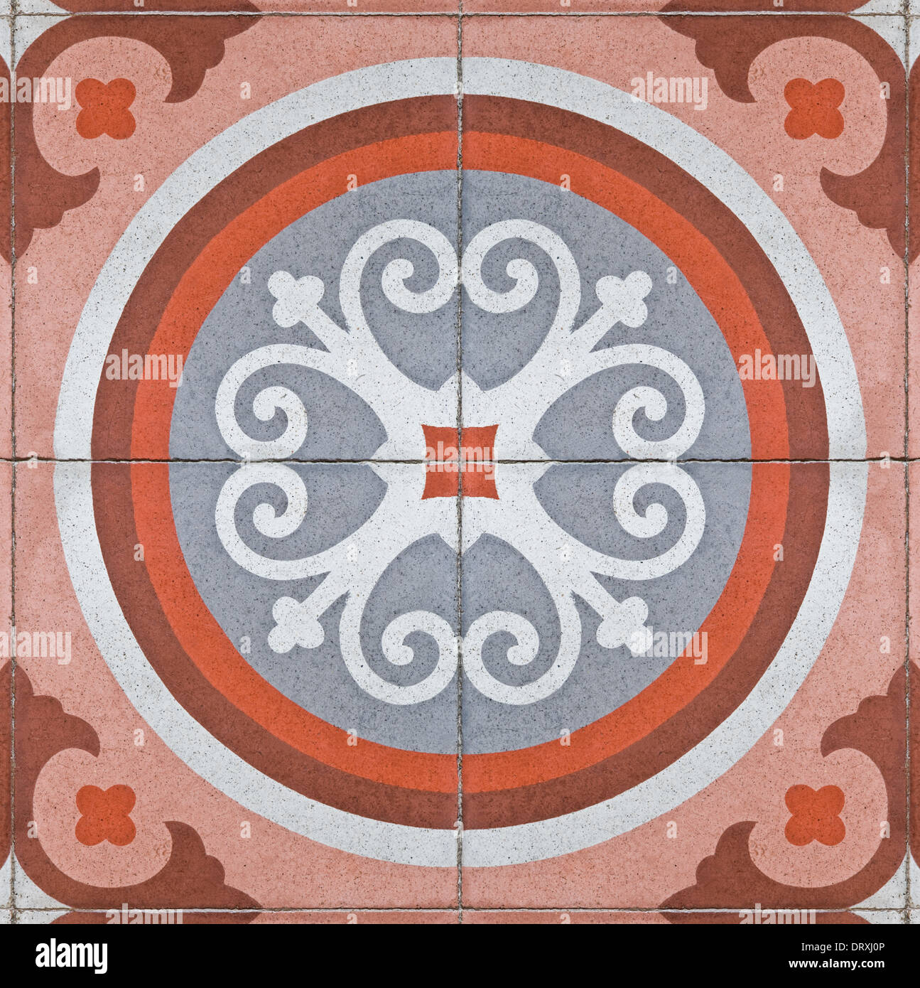 pattern on an ancient square paving tile Stock Photo