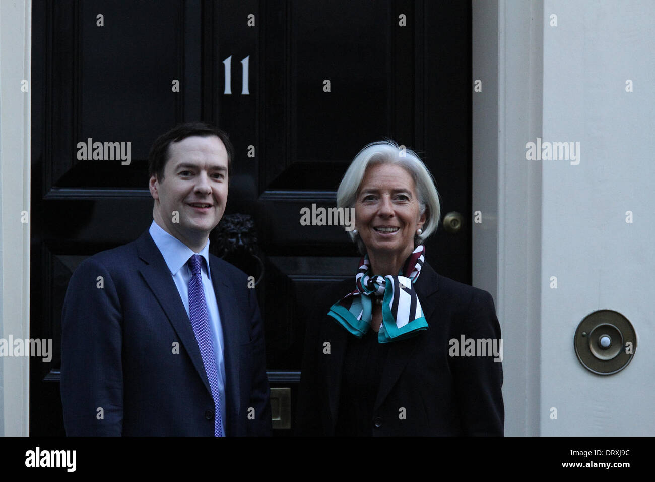 London, UK, 4th February 2014. Chancellor George Osborne meets the Head of the IMF, Christine Lagarde seen at Downing Street, We Stock Photo