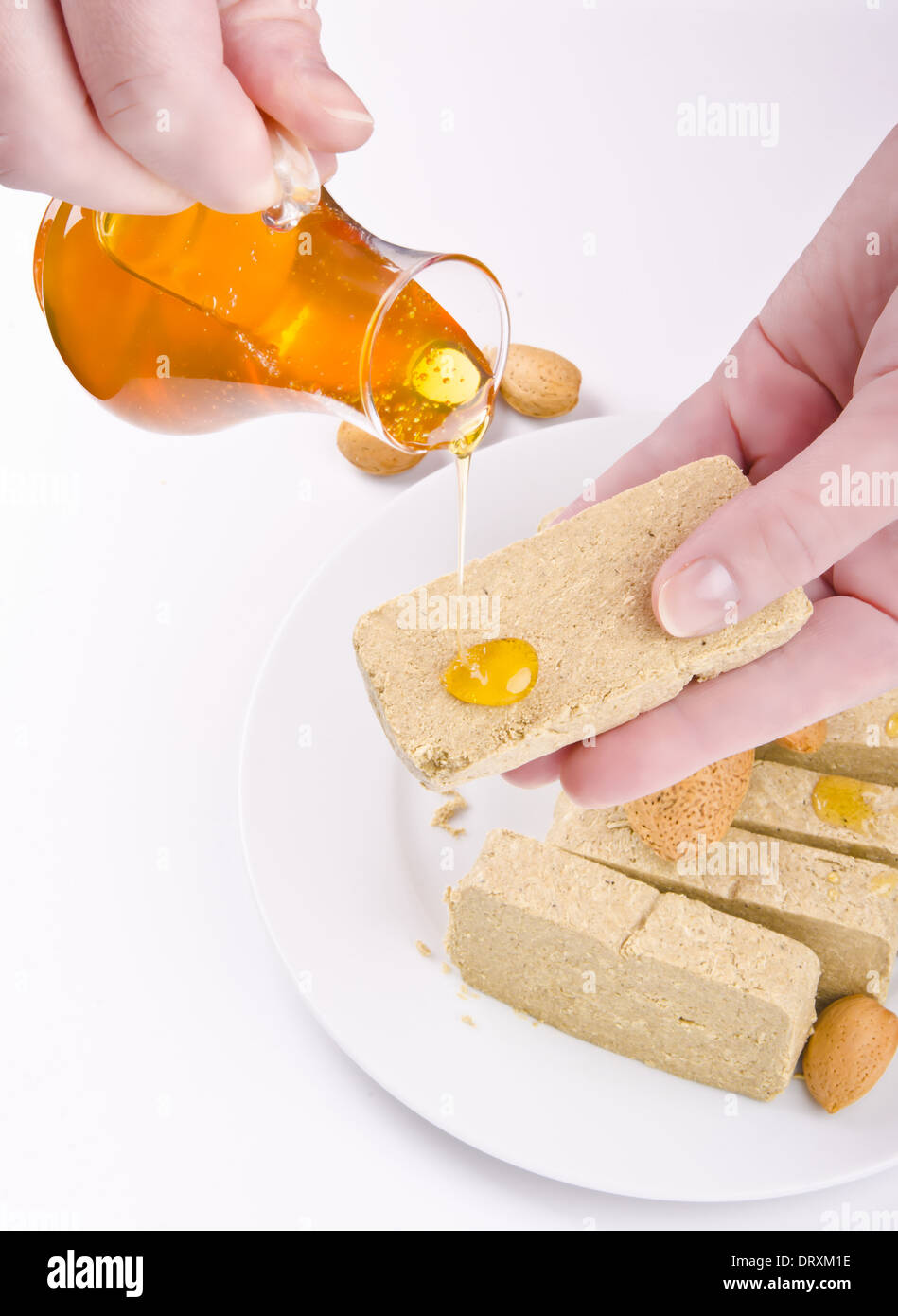 halva with honey Stock Photo Alamy