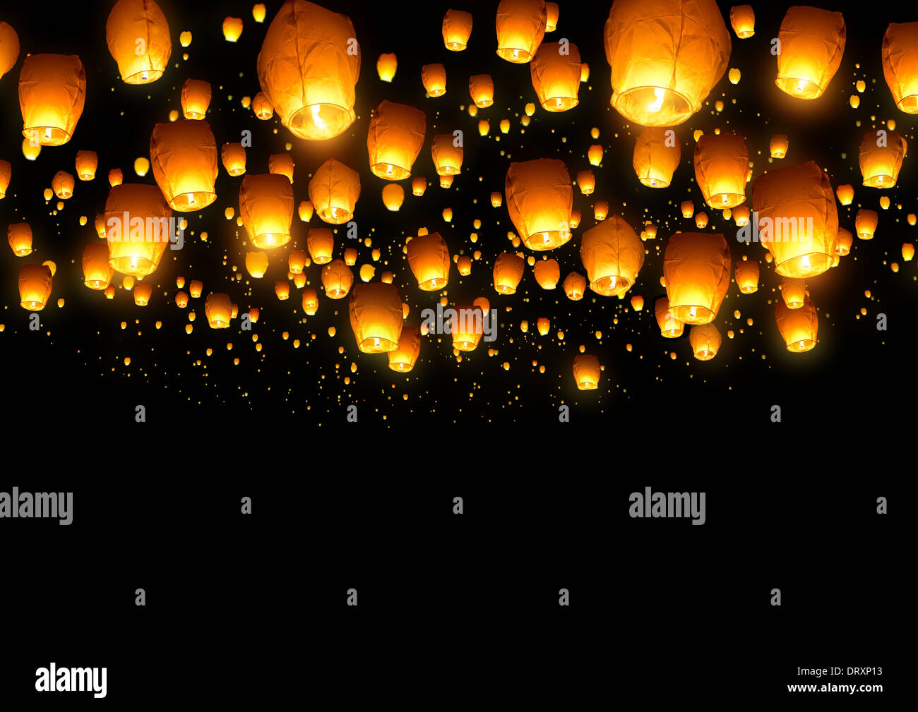 A large collection of flying chinese lanterns Stock Photo Alamy