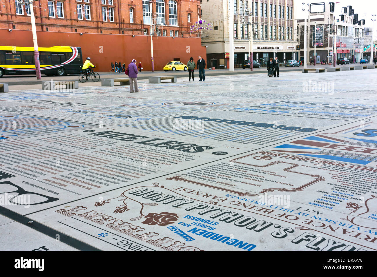 The comedy carpet one of Britain's largest pieces of public art at the new Festival Headland in Blackpool, England. Stock Photo