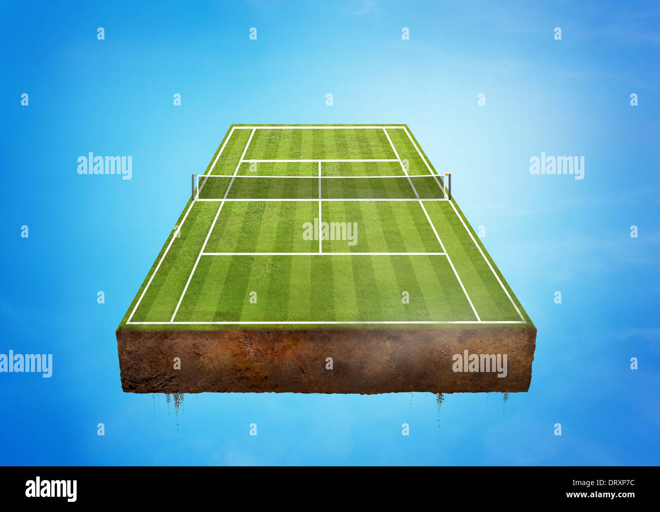 A floating green Tennis Court. Sports concept. Stock Photo