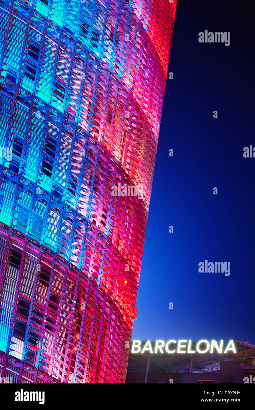 Torre Agbar, by architect Jean Nouvel. Barcelona. Catalonia. Spain