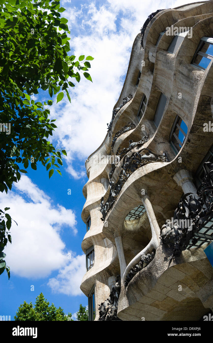Spain, Catalonia, Barcelona, Facade of Casa Mila apartment building