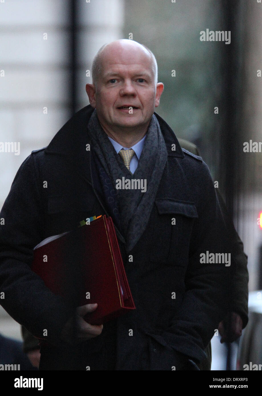 London, UK, 4th February 2014. William Hague , Foreign Secretary seen at Downing Street, Westminster. © Simon Matthews/Alamy Liv Stock Photo