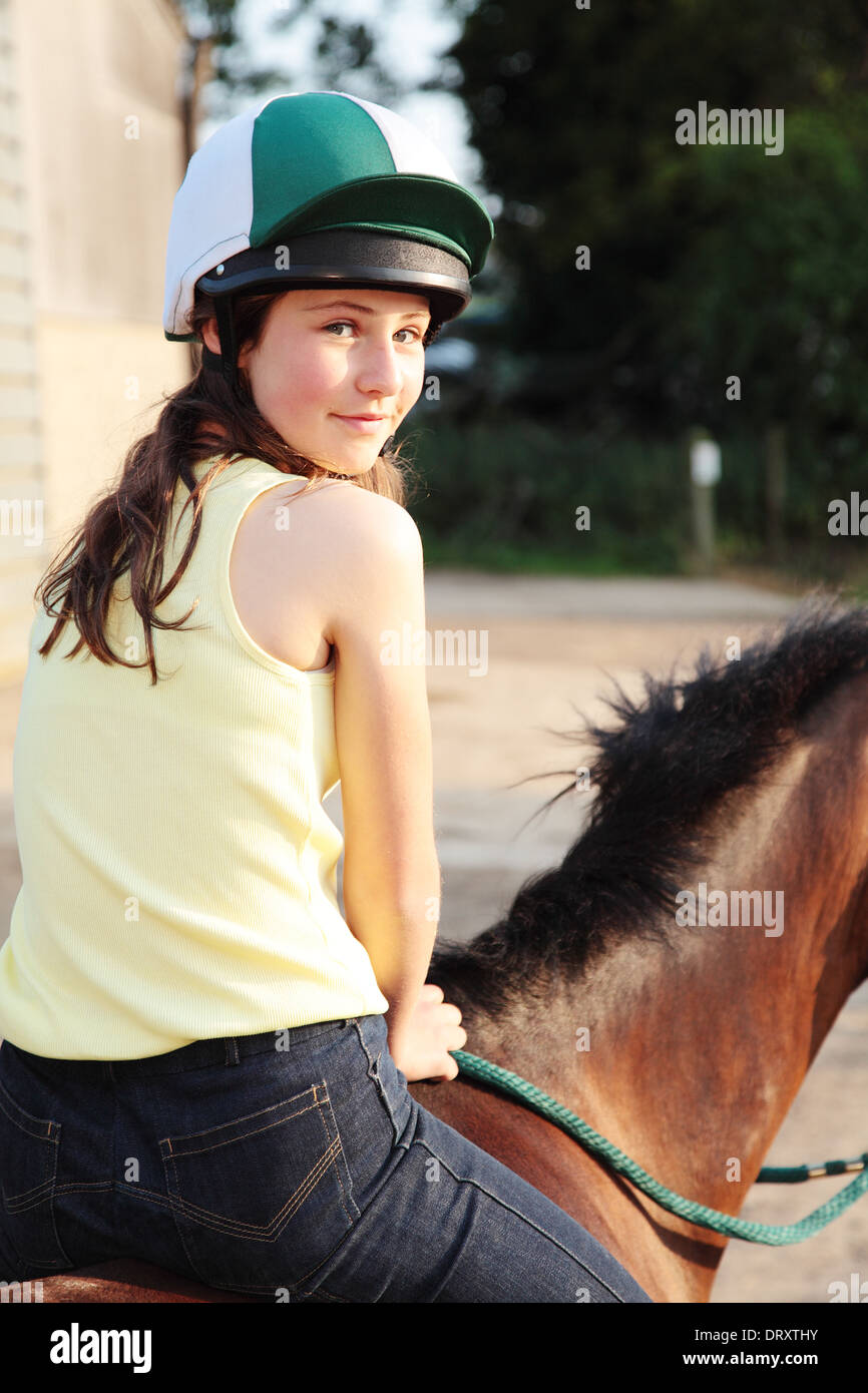 A girl riding a horse bareback Stock Photo - Alamy