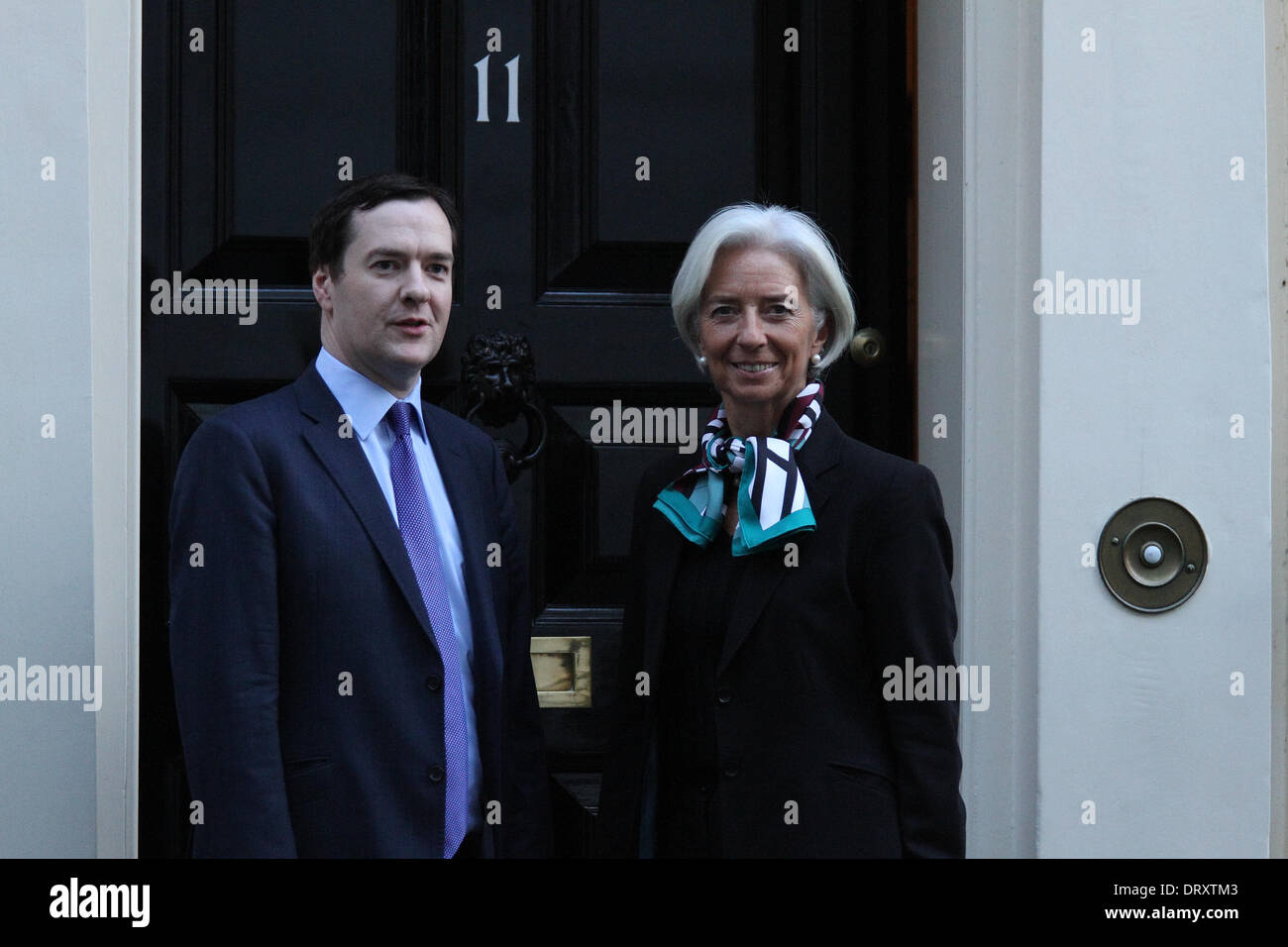 London, UK, 4th February 2014. Chancellor George Osborne meets the Head of the IMF, Christine Lagarde seen at Downing Street, We Stock Photo