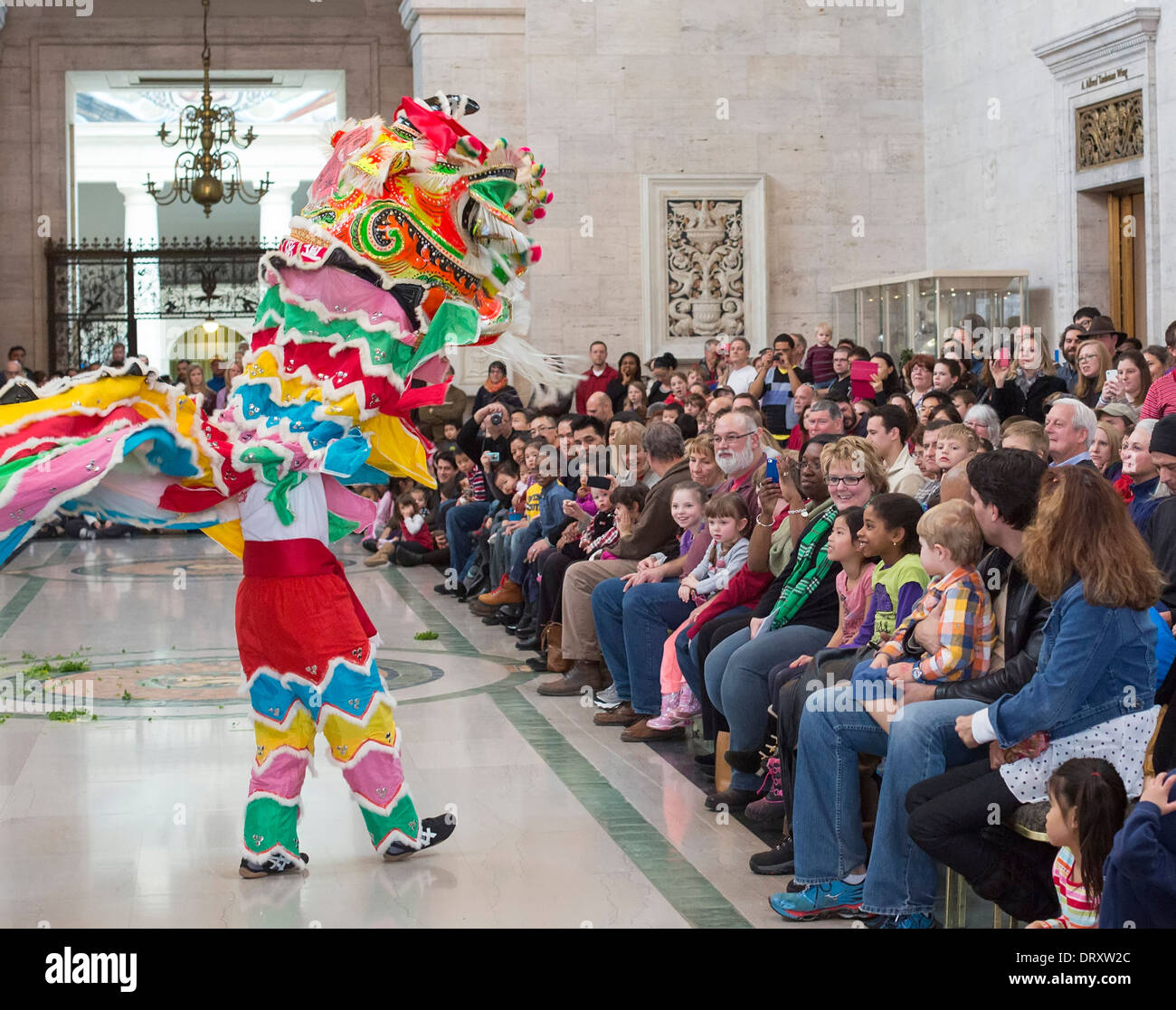 Southern Style Lion Dance for the Chinese New Year at the Detroit Institute of Arts Stock Photo
