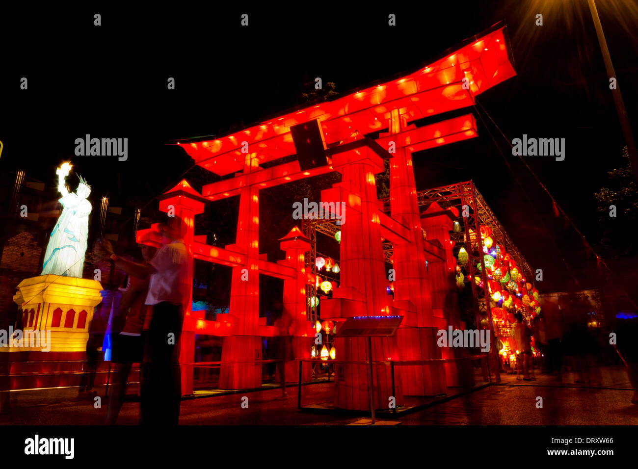 CHIANGMAI-AUGUST 27 : "Lantern Red Gate" at Thailand International Lantern Festival on August 27, 2013 in Chiang Mai. Stock Photo