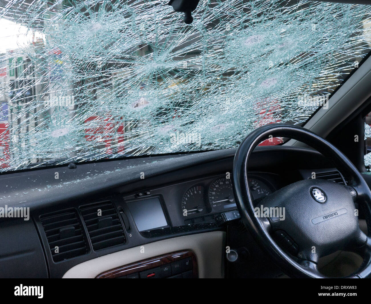 Smashed car windows Stock Photo Alamy