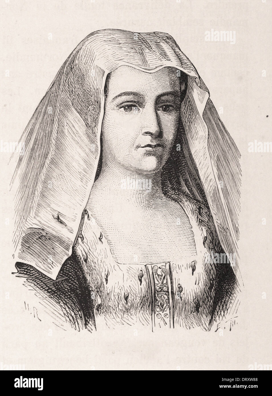 Portrait of Agnès Sorel - French engraving XIX th century Stock Photo