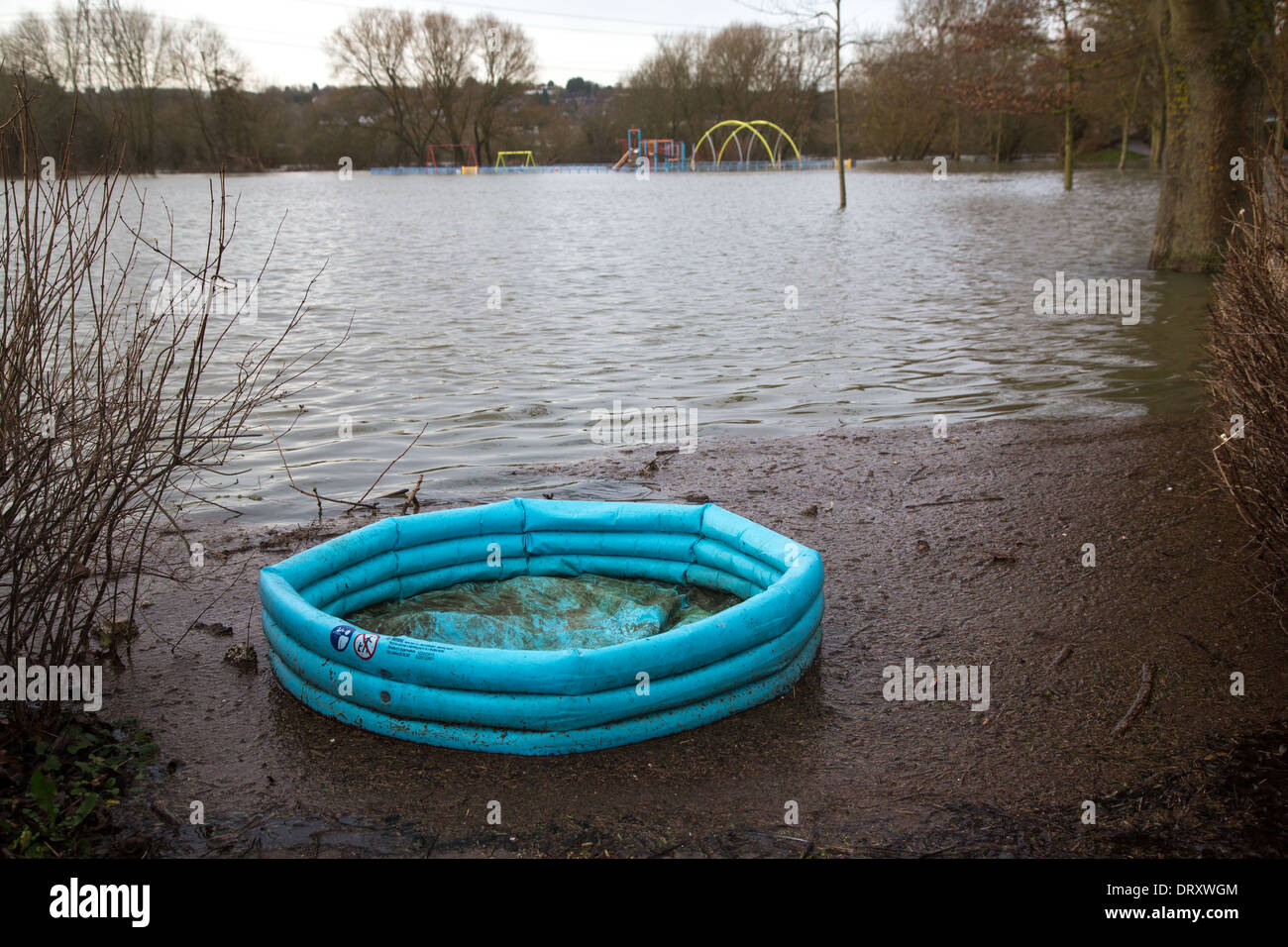 Oatlands Road Recreation Ground during the January 2014 Floods Stock Photo