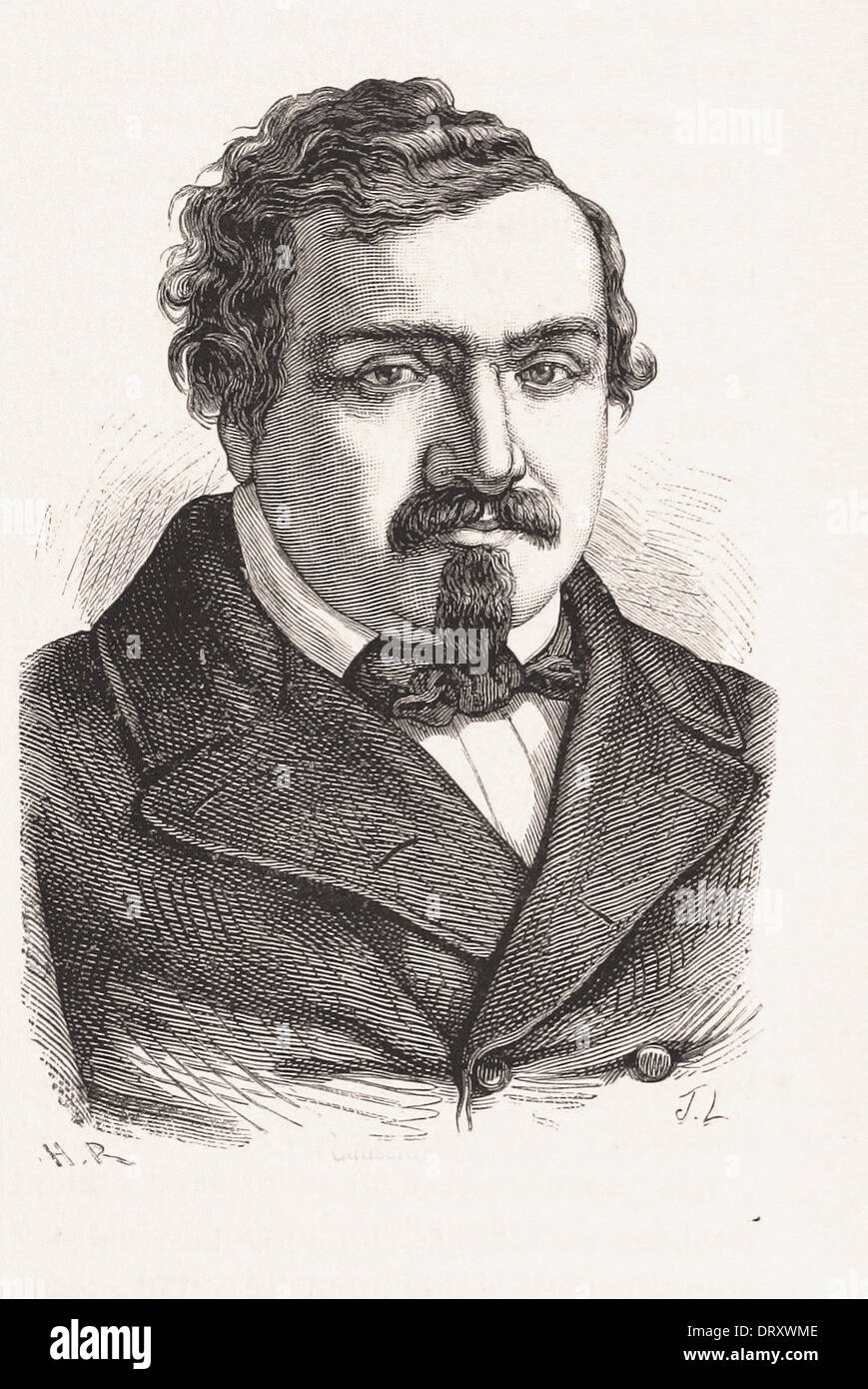 Portrait of Caussidière - French engraving XIX th century Stock Photo