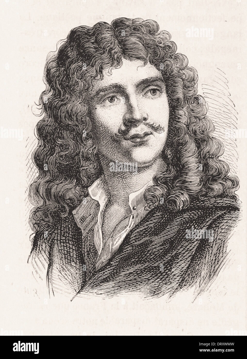 Portrait of Molière - French engraving XIX th century Stock Photo