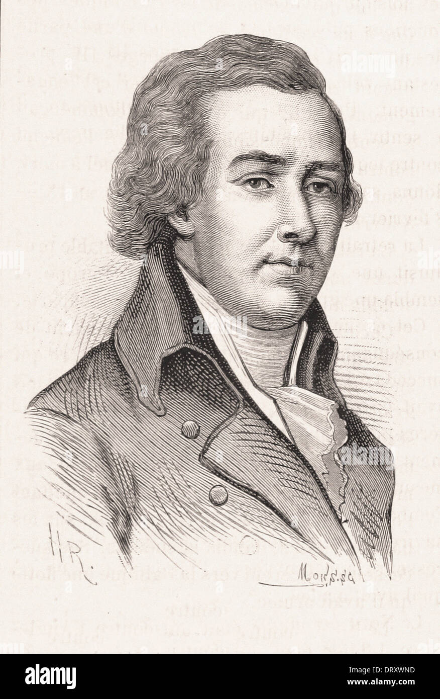 Portrait of Pitt - French engraving XIX th century Stock Photo