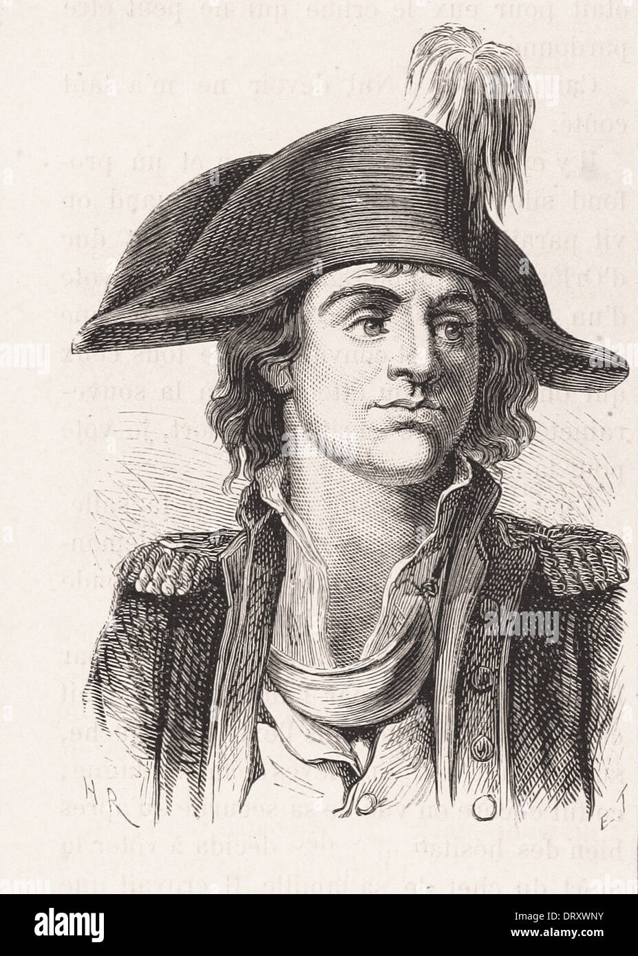 Portrait of Santerre - French engraving XIX th century Stock Photo