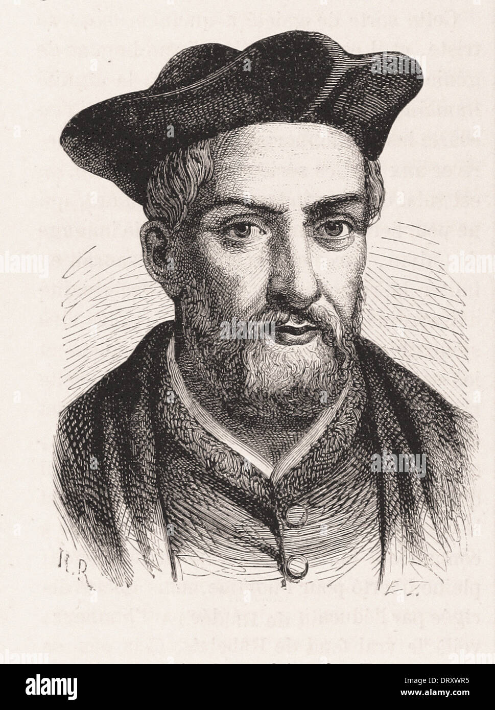 Portrait of François Rabelais - French engraving XIX th century Stock Photo