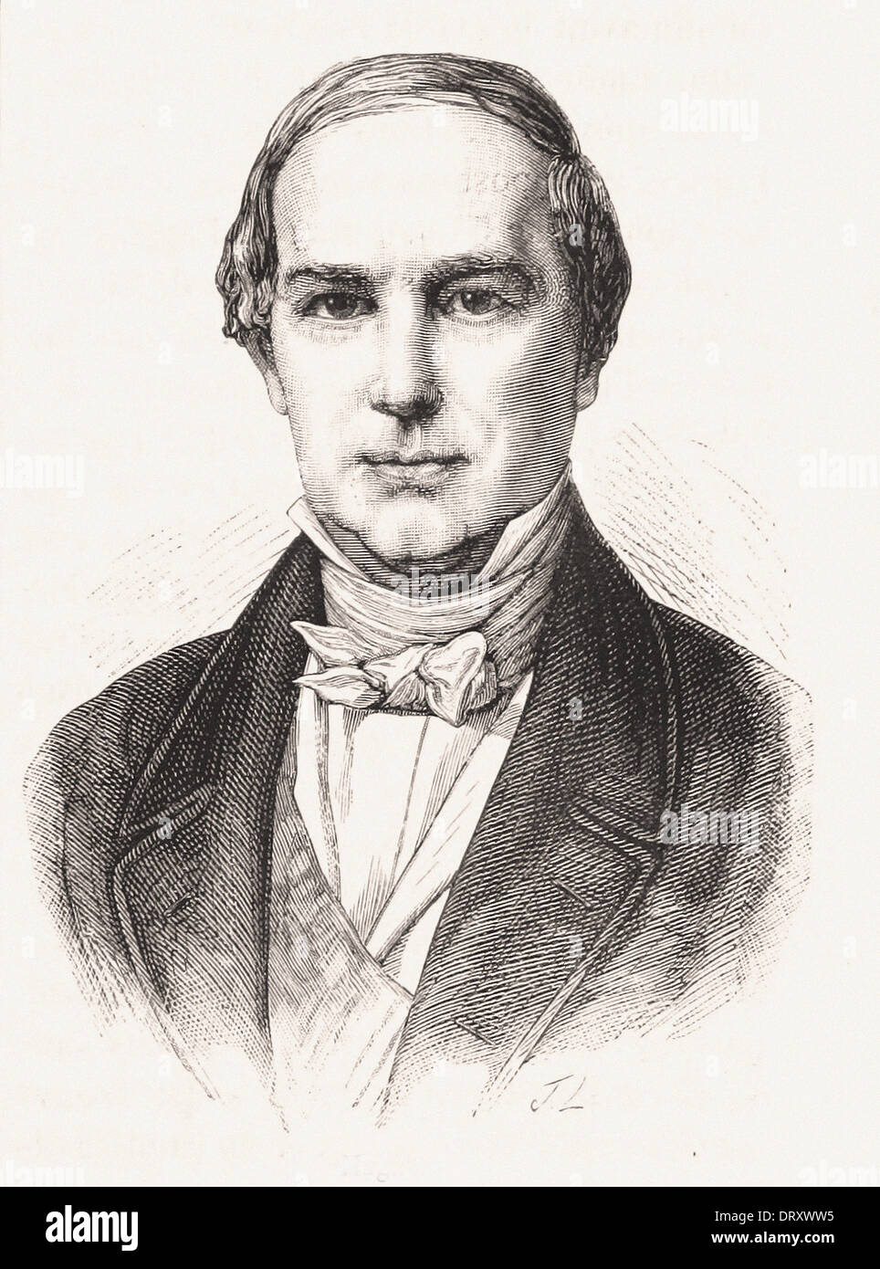 Portrait of Magne - French engraving XIX th century Stock Photo