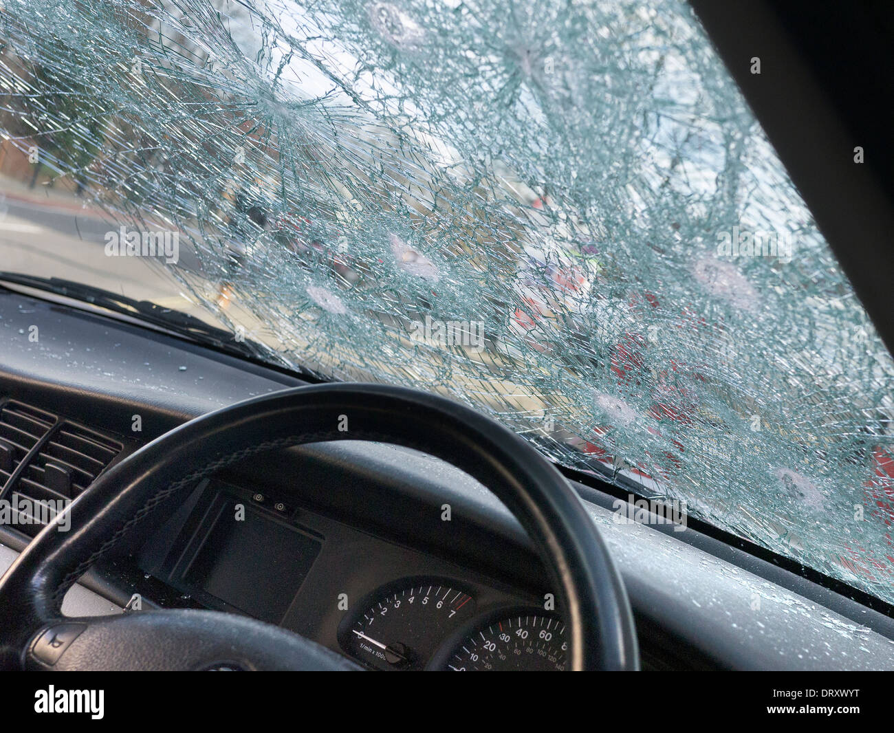 Smashed car windows Stock Photo Alamy