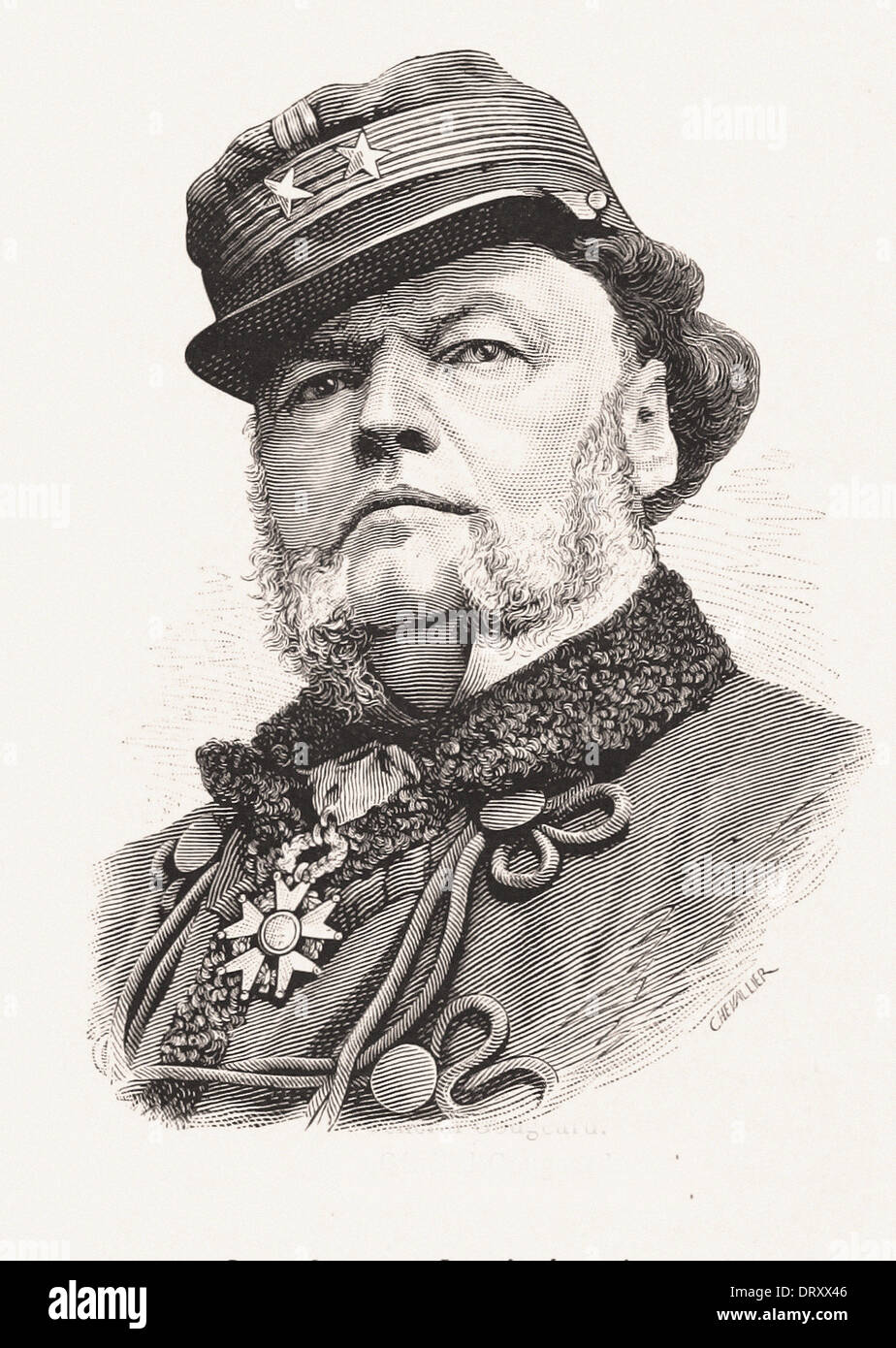 Portrait of Général Gougeard - French engraving XIX th century Stock Photo