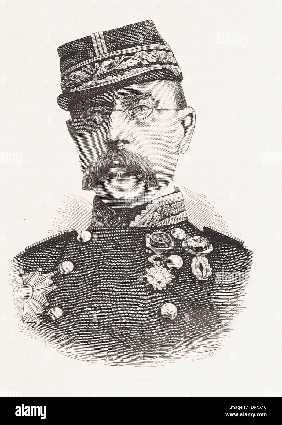 Portrait of Général Faidherbe - French engraving XIX th century Stock Photo