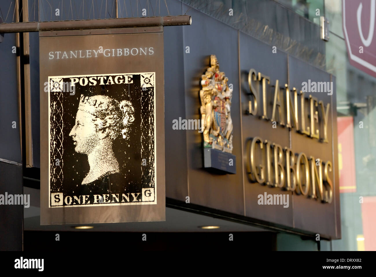 London, England, UK. Stanley Gibbons stamp shop on The Strand Stock Photo