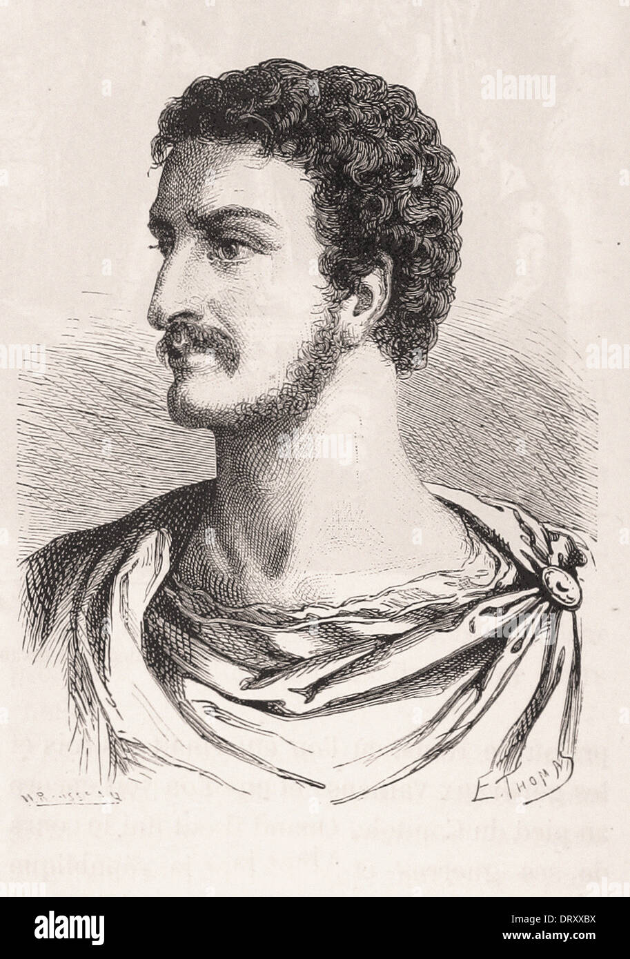 Portrait of Emperor Auguste - French engraving XIX th century Stock Photo