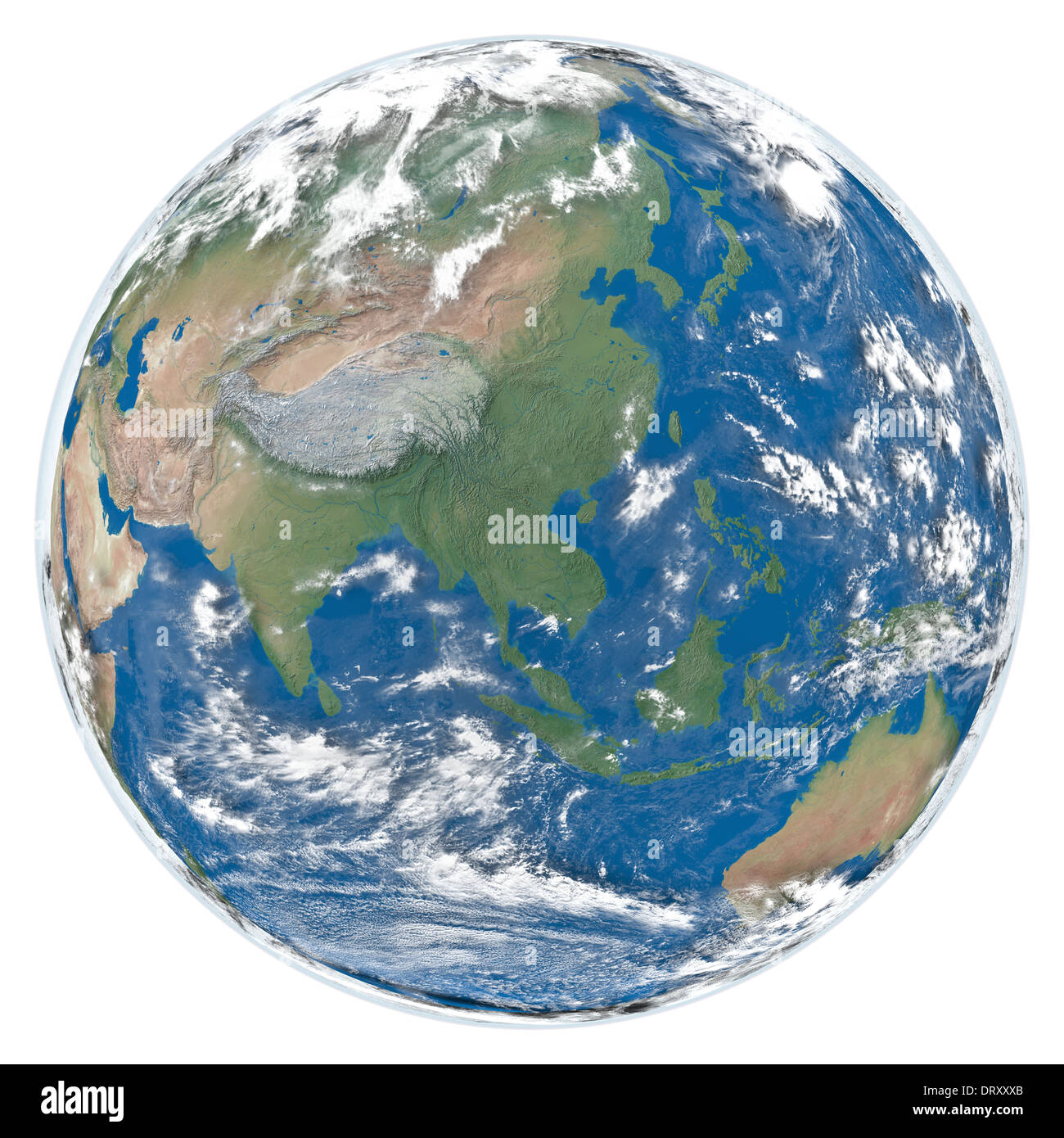 Detailed model of Earth with clouds and atmosphere isolated on white ...