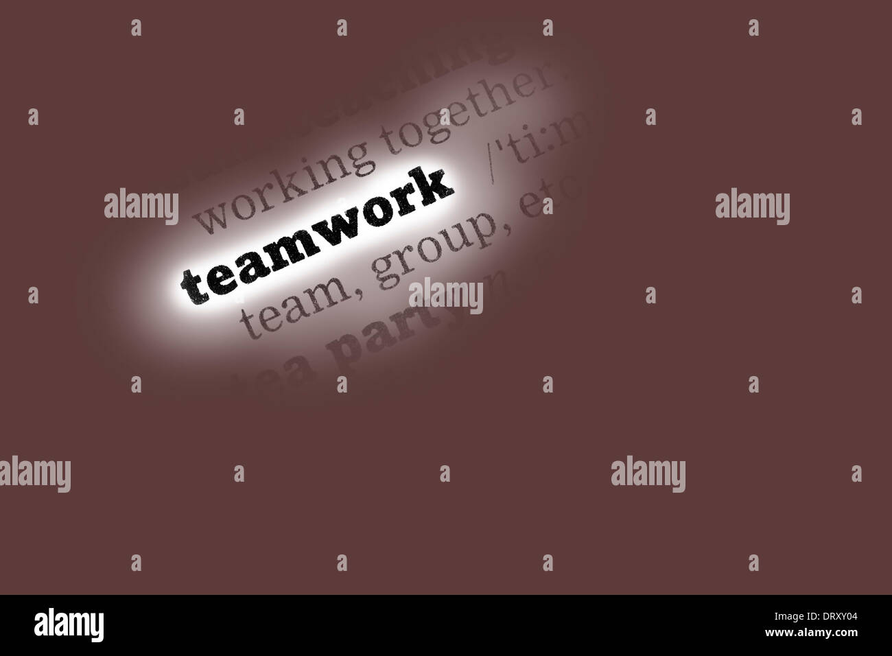 Teamwork Dictionary Definition closeup black and white Stock Photo