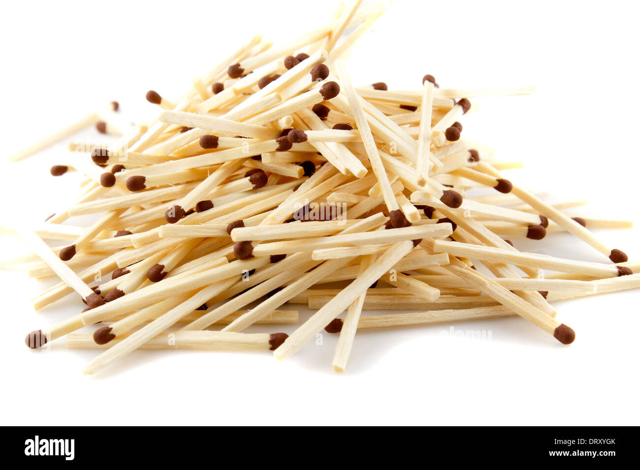 pile of matches on a white background Stock Photo