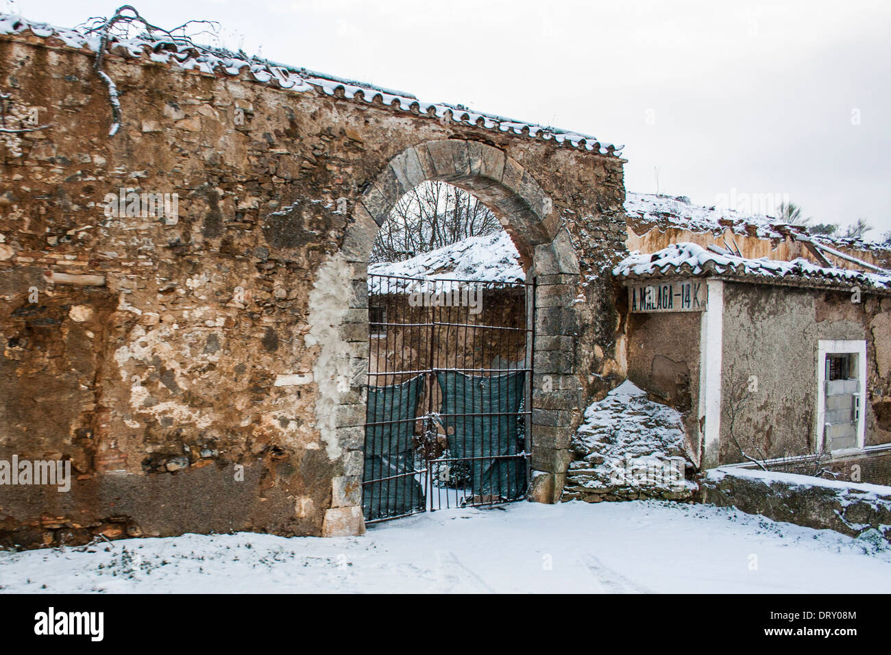 Snow in Malaga, Costa del Sol, is a fact that does not happen too often Stock Photo