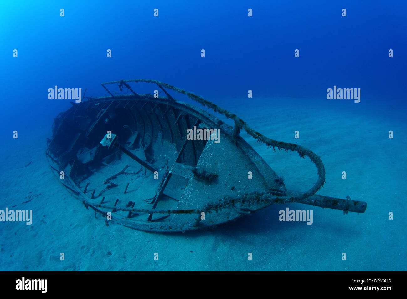 Wreck in a sand seabed Stock Photo