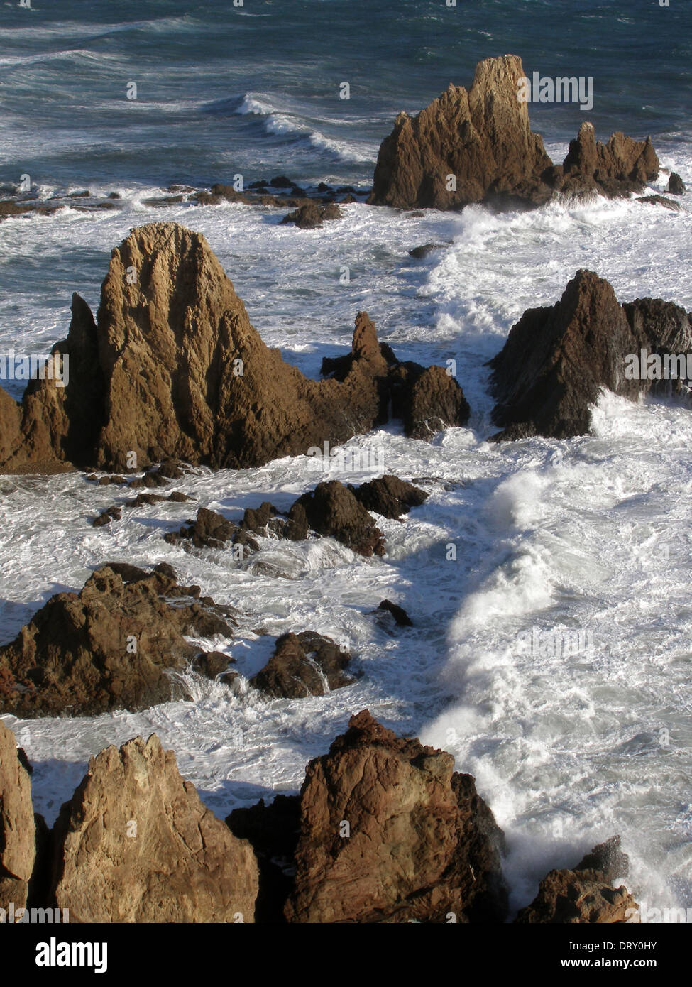 big waves in the sea cliffs Stock Photo