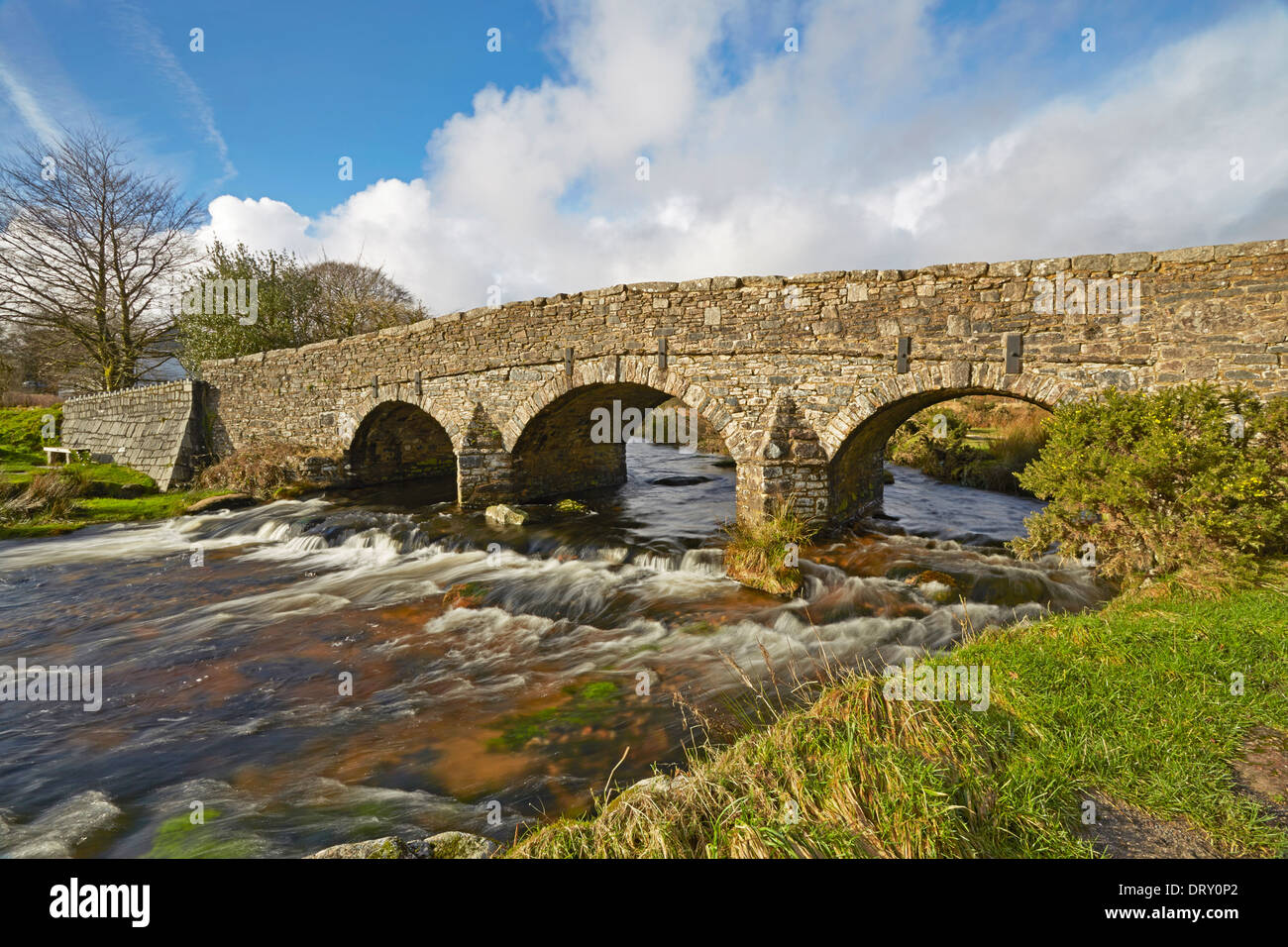 Postbridge and the East Dart river Dartmoor National Park Devon Stock ...