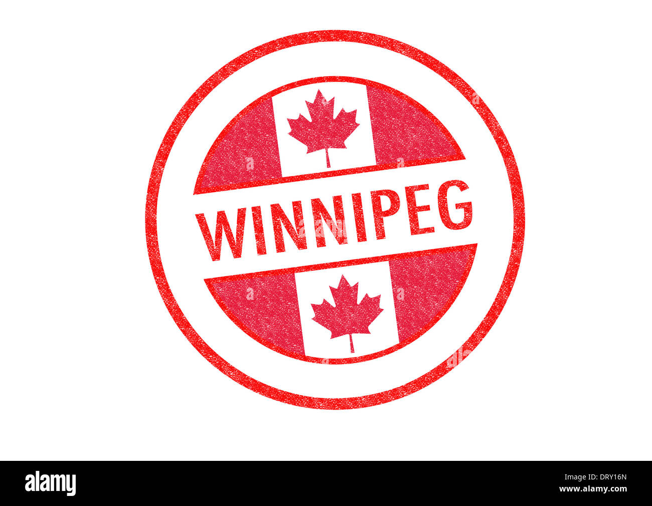 Passportstyle WINNIPEG rubber stamp over a white background Stock