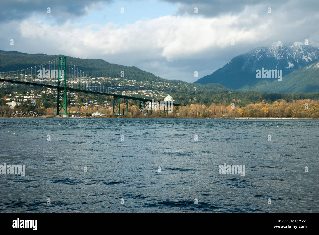 View of Lions Gate Bridge and West Vancouver on the north shore, taken