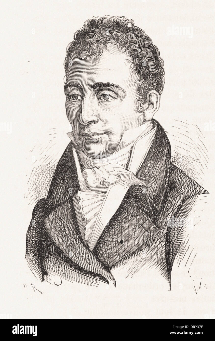 Portrait of Courvoisier - French engraving XIX th century Stock Photo