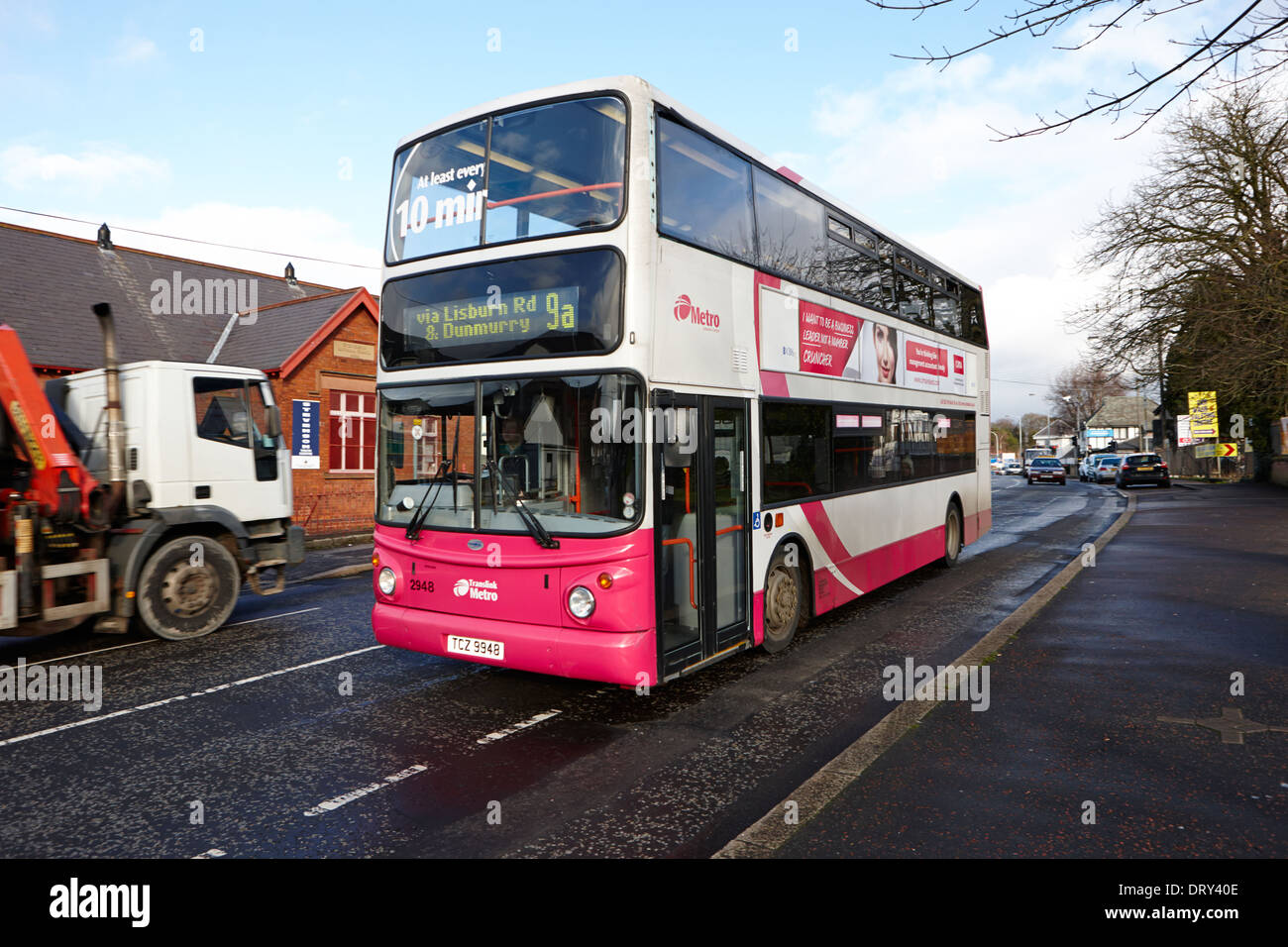 translink metro double decker bus dunmurry belfast uk Stock Photo