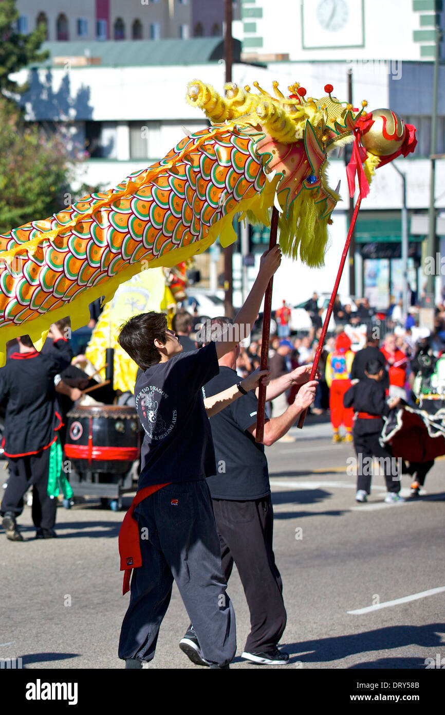 Dragon Dancers perform in the Los Angeles Chinatown, Chinese New Years