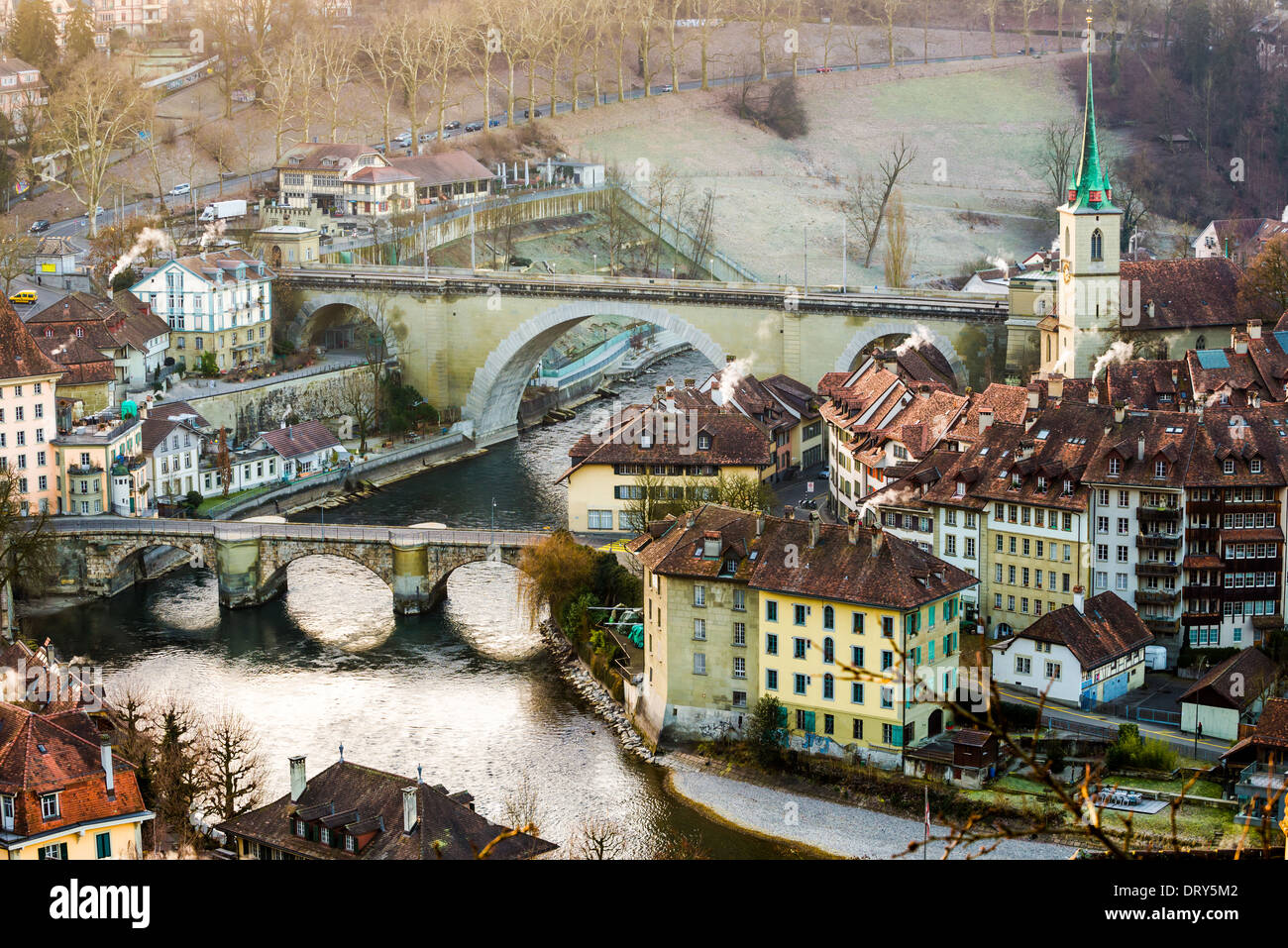 View of Bern old city taken in sunrise hour Stock Photo