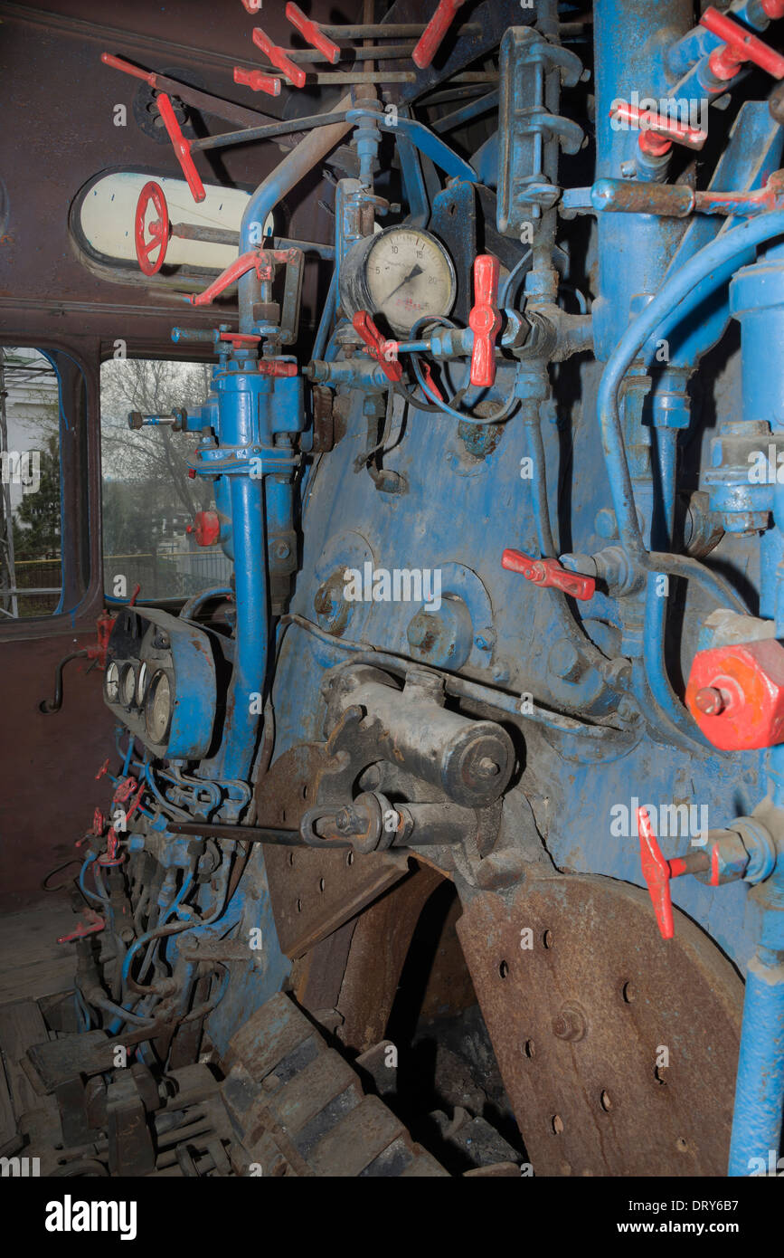Mainline locomotive firebox and controls Stock Photo
