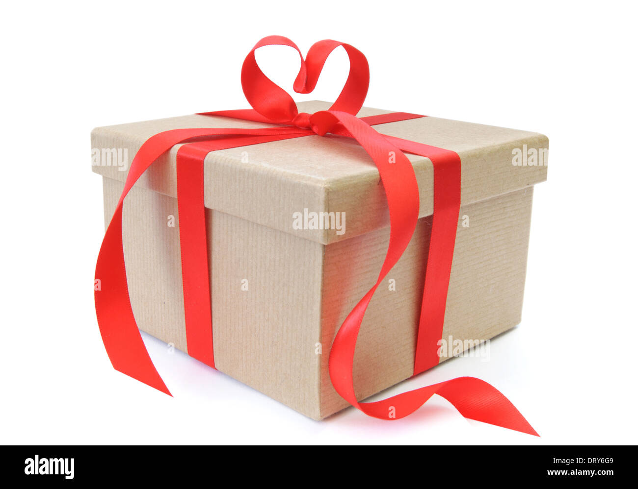 Gift box with heart shaped bow Stock Photo