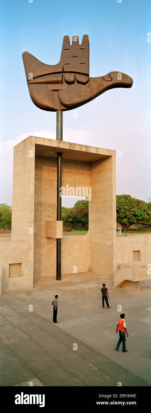 The Open Hand Monument (sculpture) by Le Corbusier, Chandigarh, India, Asia Stock Photo